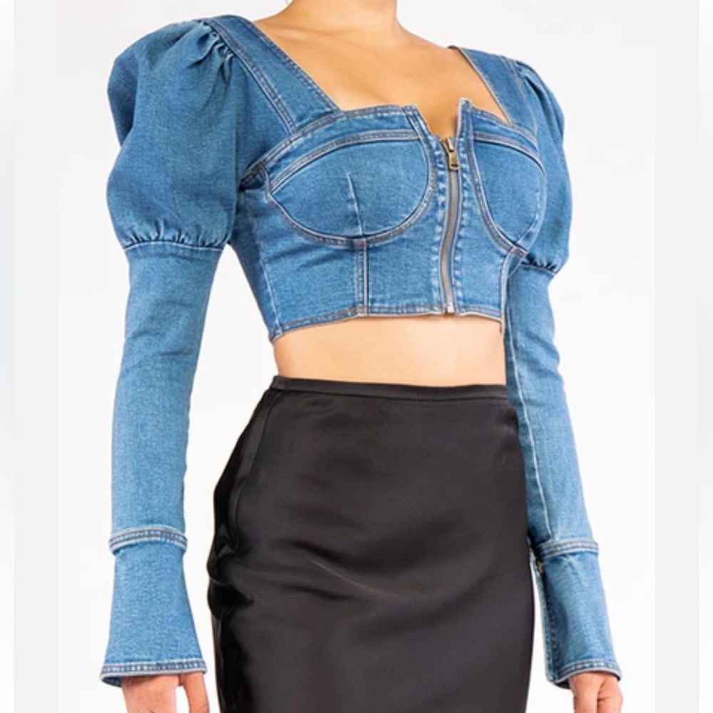 Akira Jean Denim Top - Picture 1 of 4